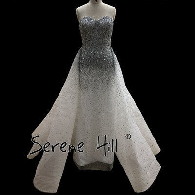 Vestidos de noche con diseño de Dubái, corte sirena, hombros descubiertos y cristales, LA6637