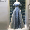 En oferta, sin devolución ni reembolso.Vestido de noche con flores y perlas hecho a mano, corte A, hombros descubiertos, LA6627
