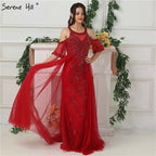 Im Angebot, keine Rückgabe, keine Rückerstattung. Verkauf von Dubai-Design, halblangen Ärmeln, Abendkleider mit Diamant-Perlenbesatz, sexy Abendkleid LA6691