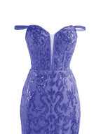 Erryn | Vestido de fiesta largo morado con lentejuelas y abertura