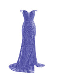 Erryn | Vestido de fiesta largo morado con lentejuelas y abertura