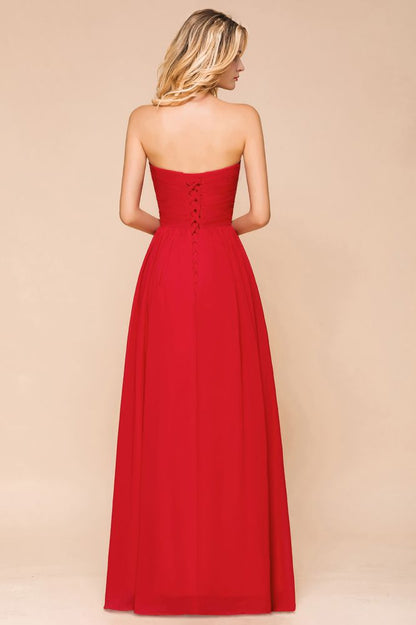 Red Charming Strapless Appliques Evening Maxi Dress Wedding Party Dress