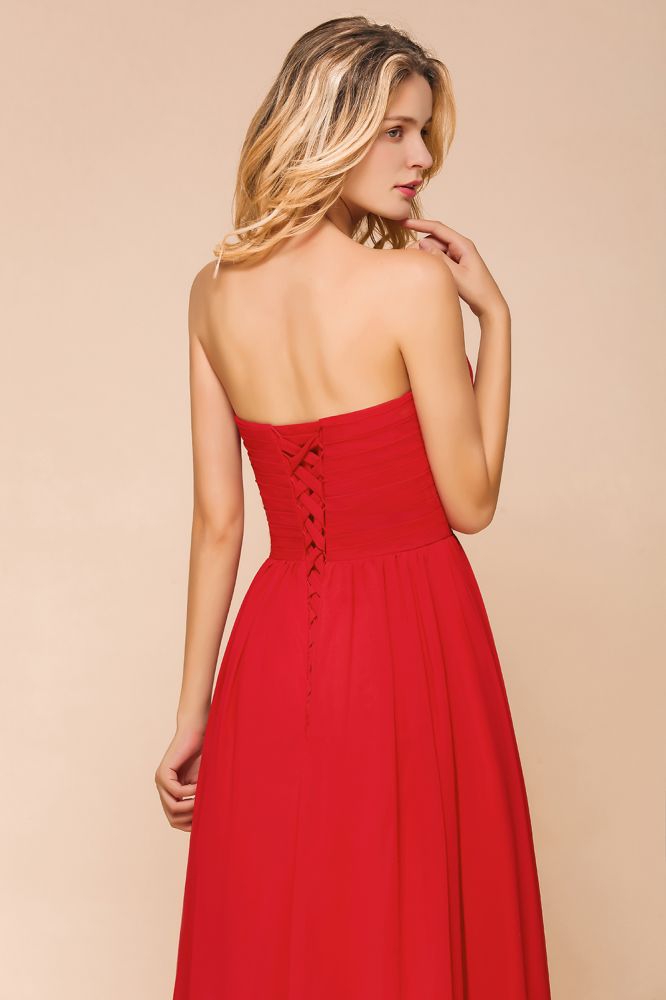 Red Charming Strapless Appliques Evening Maxi Dress Wedding Party Dress