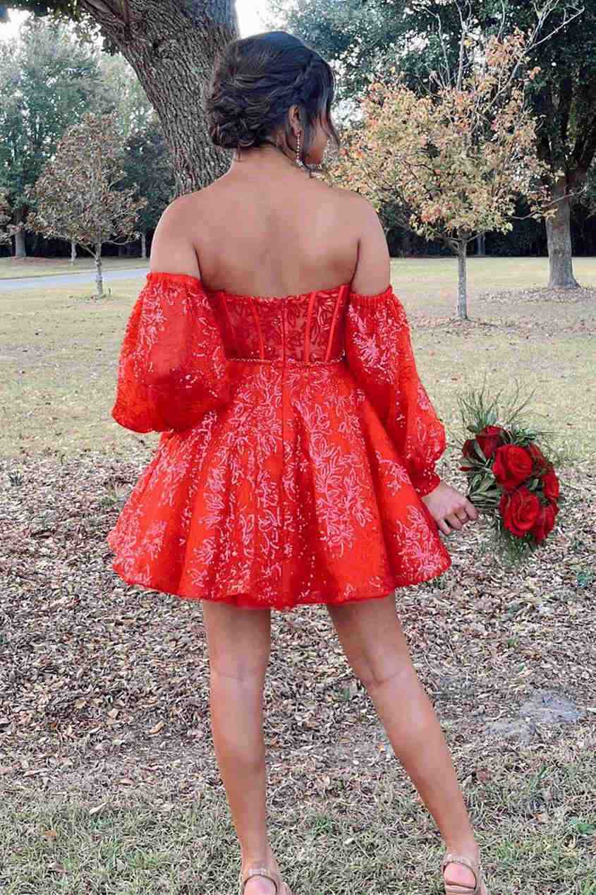 Lorna | Vestido de fiesta con escote en forma de corazón, corte A y mangas