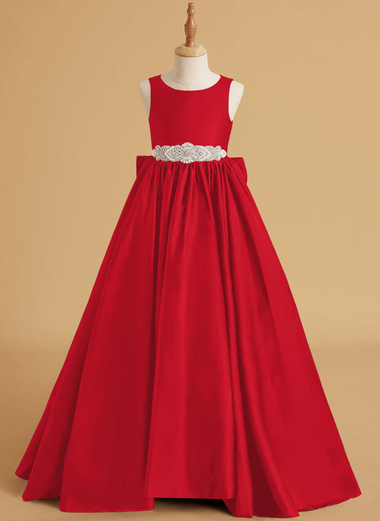 Duchesse-Linie/Princess-Linie Satin Sweep/Pinsel zug Blumenmädchenkleid 