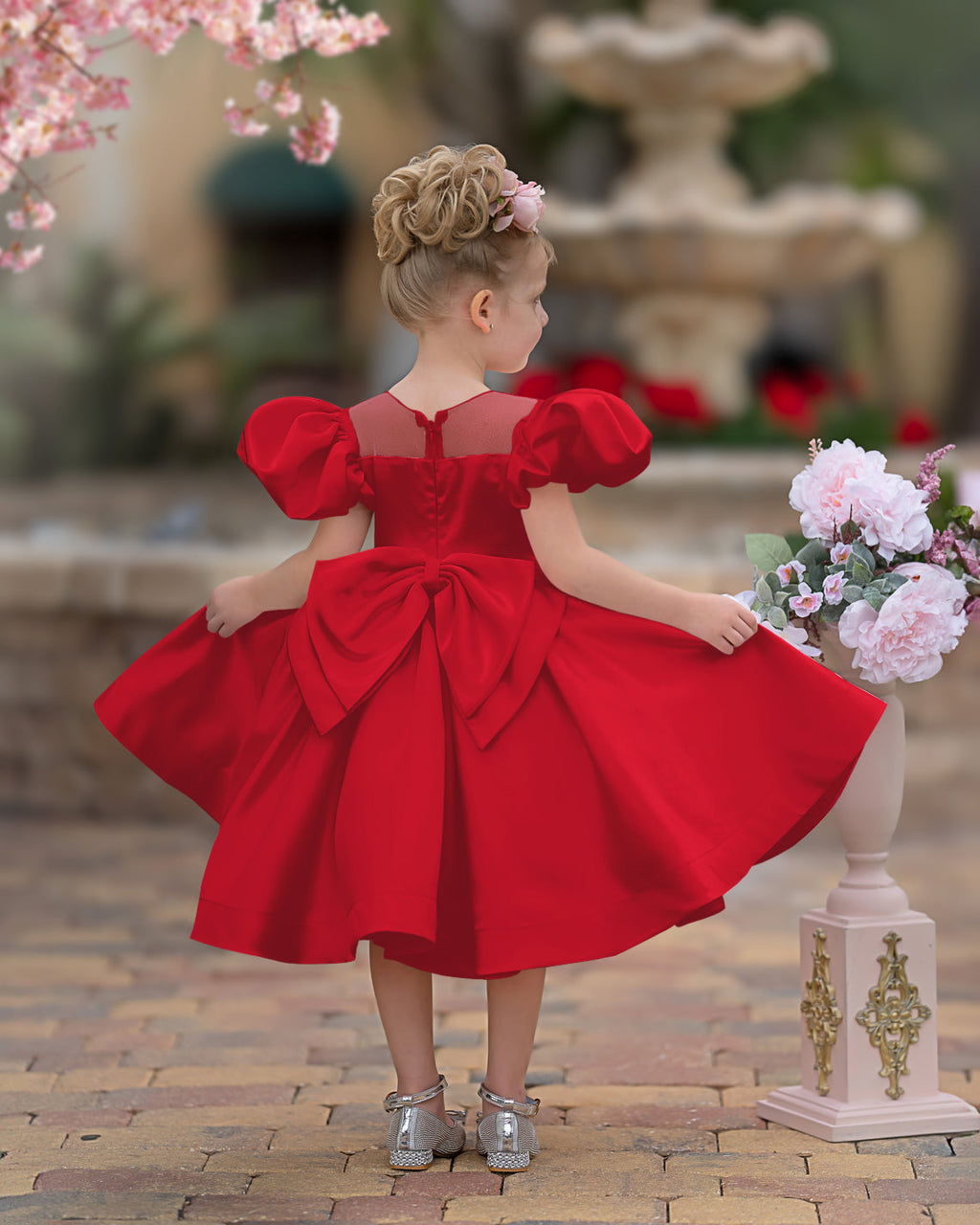 Duchesse-Linie/Princess-Linie Satin Knielang Blumenmädchenkleid 
