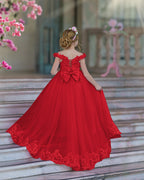 Vestido de fiesta/princesa de encaje con cola larga, color rosa, para cumpleaños