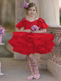 Vestido de fiesta/princesa de tul hasta la rodilla para niña de las flores de cumpleaños