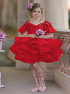 Vestido de fiesta/princesa de tul hasta la rodilla para niña de las flores de cumpleaños