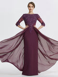 Vestidos de madre de la novia de corte A/princesa con escote joya y largo hasta el suelo