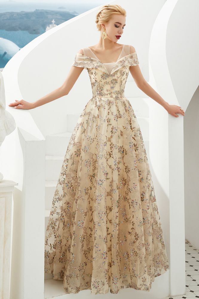 Vestido romántico floral de manga corta para fiesta de noche de primavera, largo hasta el suelo, para baile