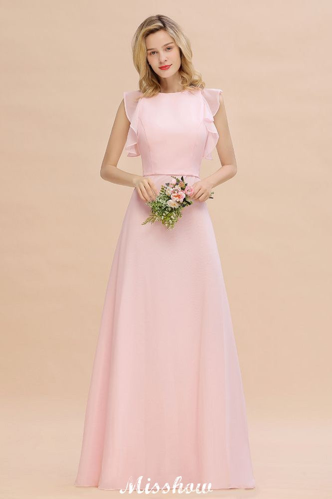 Vestido de dama de honor romántico sin mangas, largo hasta el suelo, sencillo, para boda