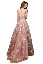 Romantisches A-Linien-Abendkleid mit abnehmbarer Schleppe und Trägern, ärmellos, bodenlang