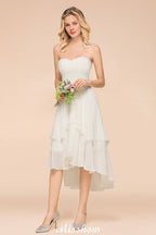Vestido romántico de dama de honor con escote corazón, sin mangas, color blanco/marfil, para invitada de boda en la playa