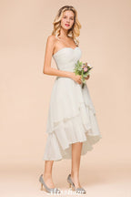 Vestido romántico de dama de honor con escote corazón, sin mangas, color blanco/marfil, para invitada de boda en la playa