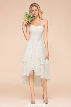 Vestido romántico de dama de honor con escote corazón, sin mangas, color blanco/marfil, para invitada de boda en la playa