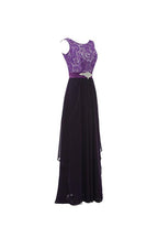 Round Neck Lace Sleeveless Long Prom Evening Dresses Bridesmaid Dress BD010