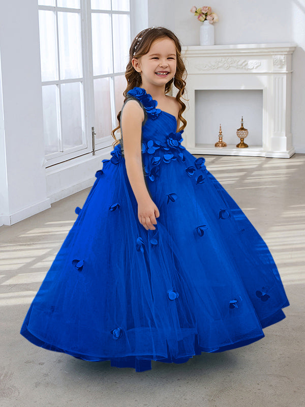 Duchesse-Linie/Princess-Linie Tüll Bodenlang Blumenmädchenkleid 