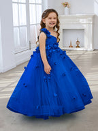 Duchesse-Linie/Princess-Linie Tüll Bodenlang Blumenmädchenkleid 