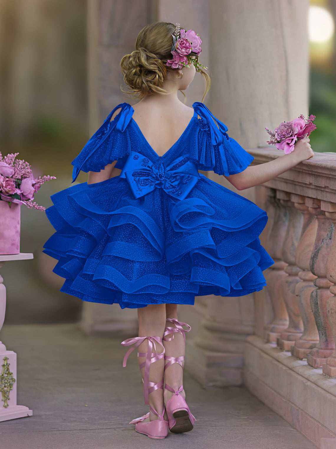 Vestido de fiesta/princesa de tul hasta la rodilla para niña de las flores de cumpleaños