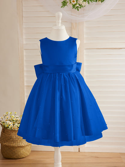 Duchesse-Linie/Princess-Linie Satin Tüll Knielang Blumenmädchenkleid 