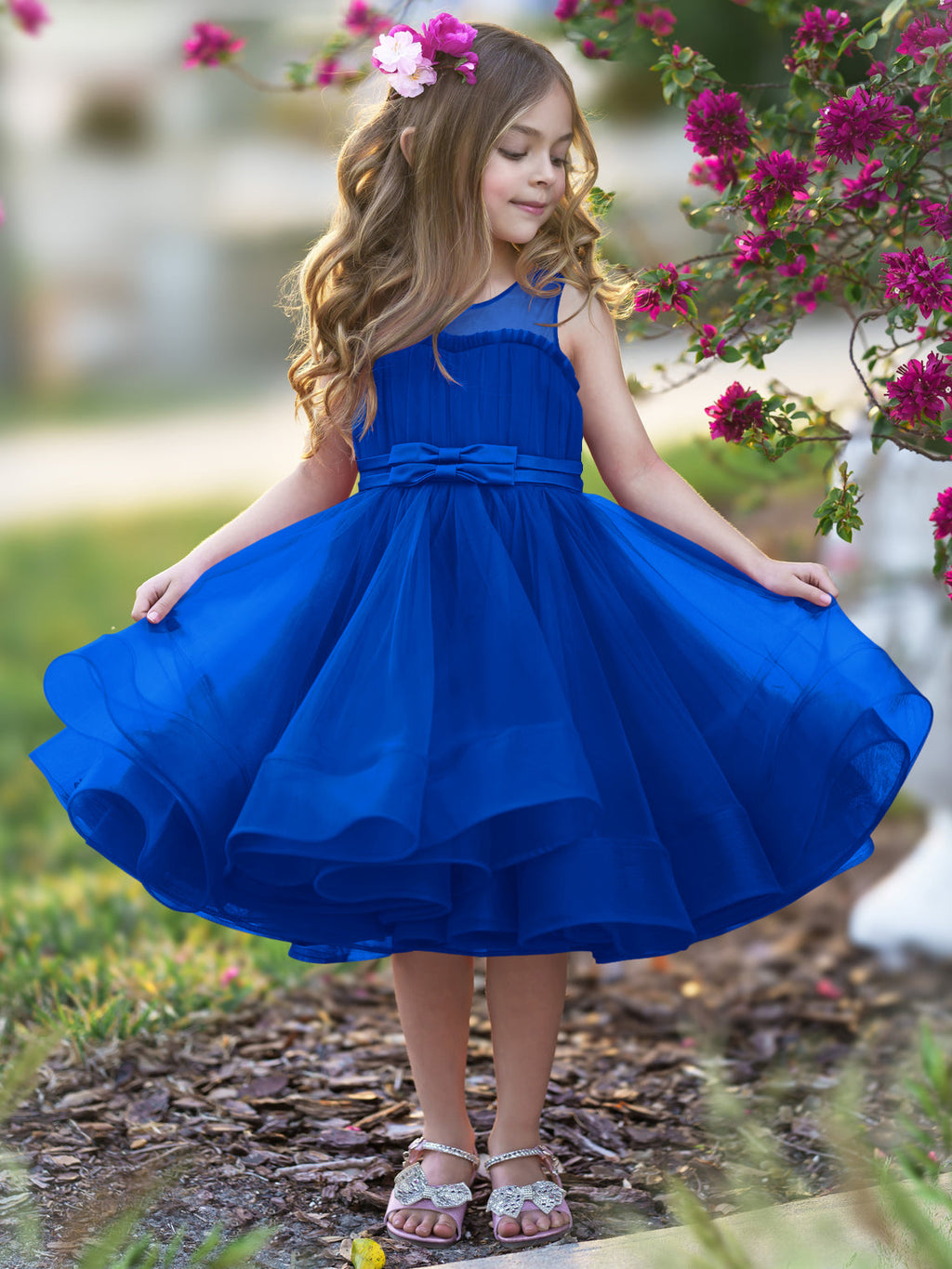 Vestido de fiesta/princesa de tul hasta la rodilla para niña de las flores