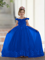 Vestido de fiesta/princesa de encaje con cola larga, color rosa, para cumpleaños