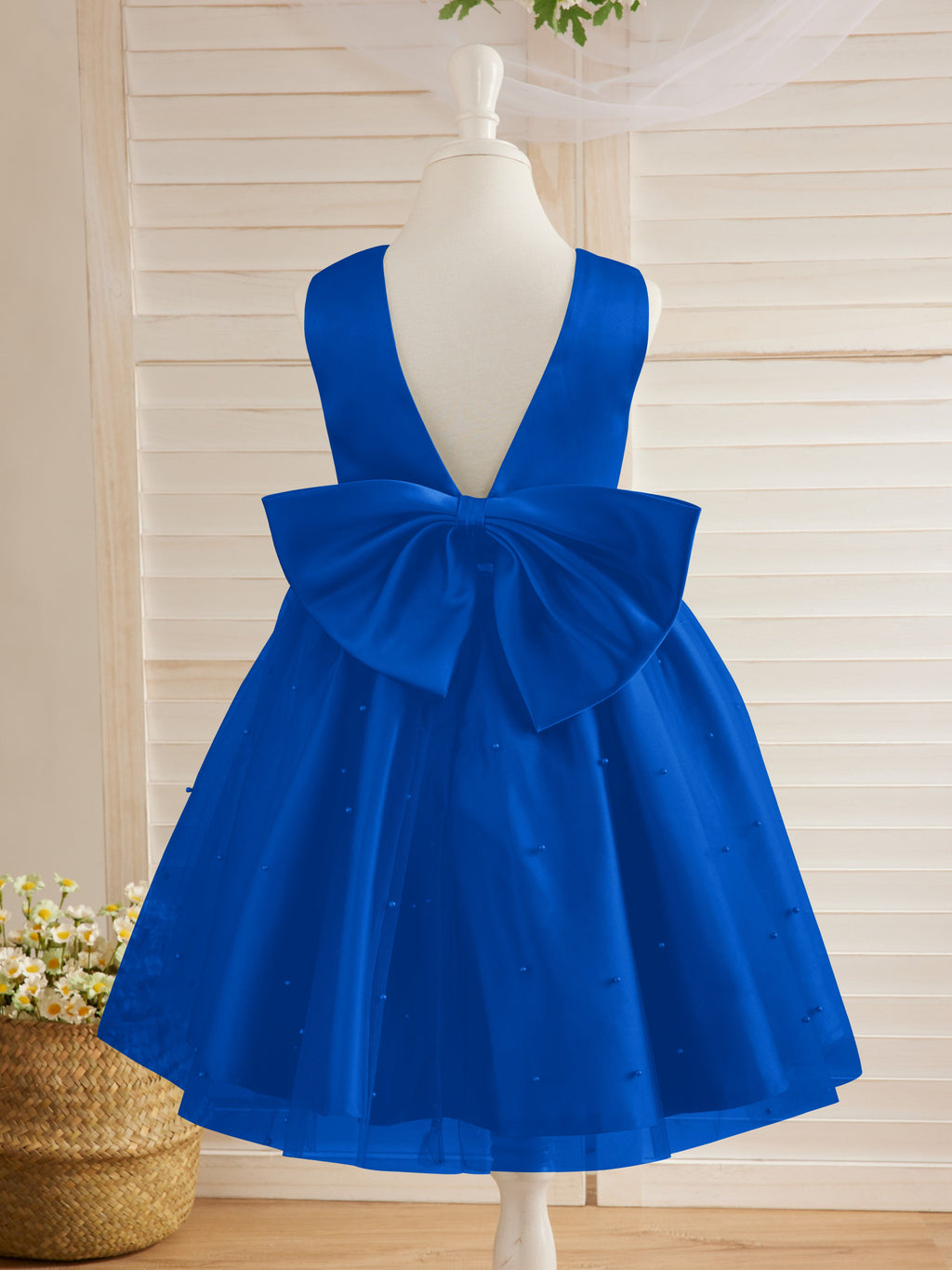 Duchesse-Linie/Princess-Linie Satin Tüll Knielang Blumenmädchenkleid 