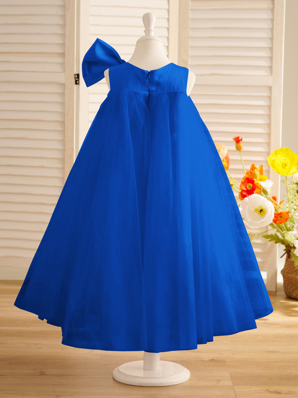 Vestido de tul con lazo grande y corte A hasta la rodilla para niña pequeña