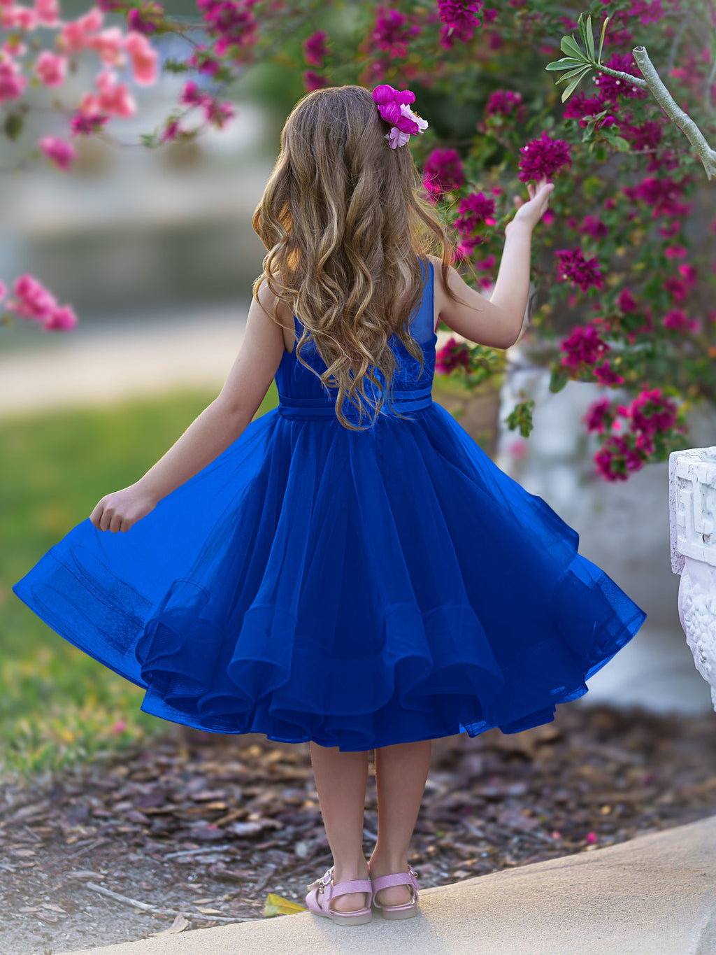 Vestido de fiesta/princesa de tul hasta la rodilla para niña de las flores