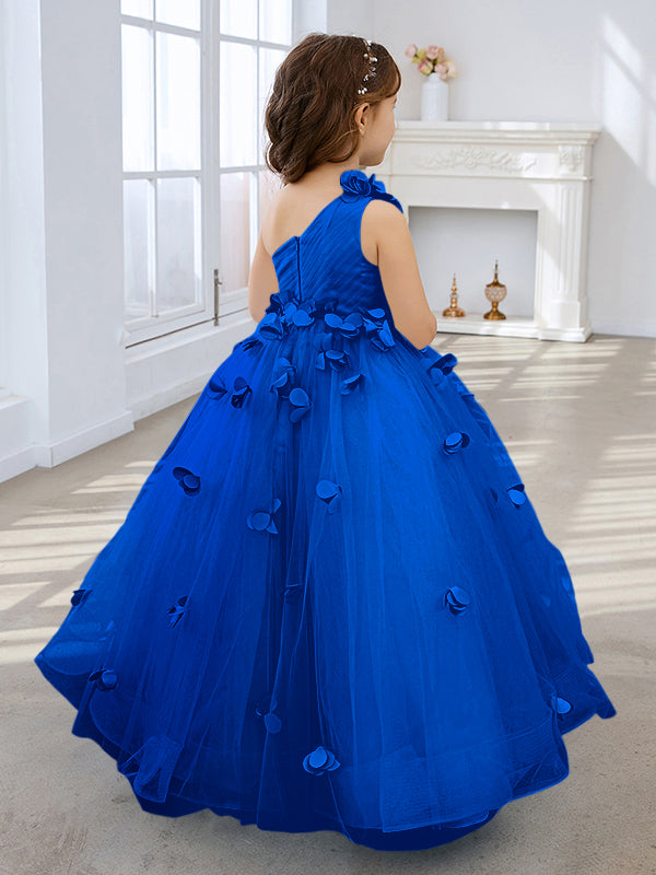 Duchesse-Linie/Princess-Linie Tüll Bodenlang Blumenmädchenkleid 