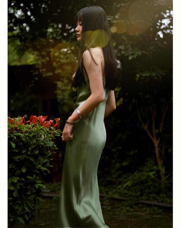 Sage Green Mulberry Silk Cowl Neck Slip Dress * 90 Colors Options