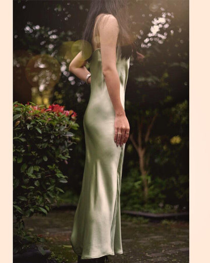 Sage Green Mulberry Silk Cowl Neck Slip Dress * 90 Colors Options