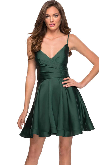Robe de soirée en satin à col en V avec corset SYH73 