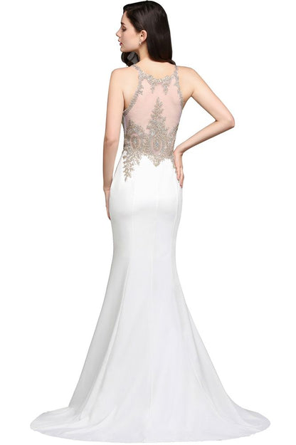 Scoop Chiffon Appliques Mermaid Prom Dress