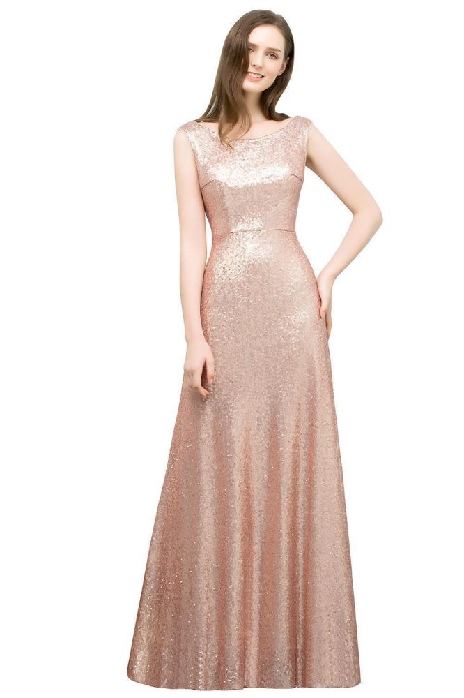Vestidos de fiesta con lentejuelas, sin mangas, corte A, hasta el suelo