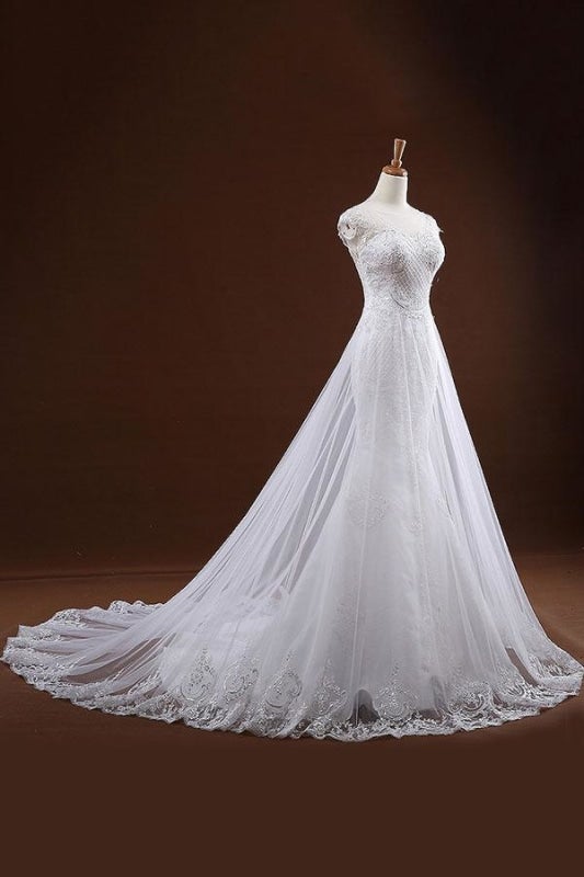 Sequine Appliques Tulle Pretty Mermaid Elegant Wedding Dresses