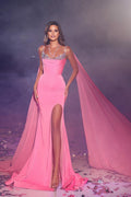 Sequined Satin Sleeveless Mermaid Prom Dress With Slit