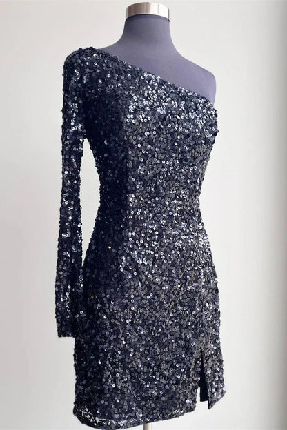 Gwendolyn | Vestido de fiesta ajustado con lentejuelas y un solo hombro