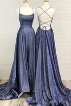 Sexy A-Linien-Ballkleid aus heller Seide mit offenem Rücken und Schlitz