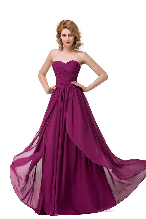 Vestidos de dama de honor sexys de gasa con escote en forma de A y volantes hasta el suelo