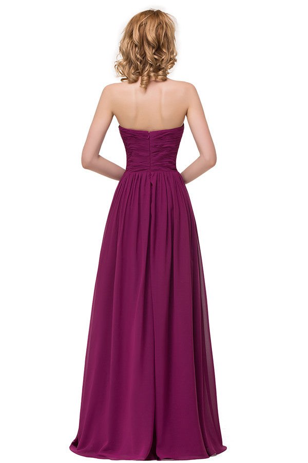 Vestidos de dama de honor sexys de gasa con escote en forma de A y volantes hasta el suelo