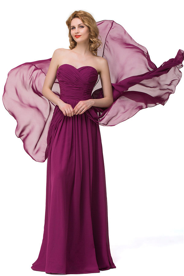 Vestidos de dama de honor sexys de gasa con escote en forma de A y volantes hasta el suelo