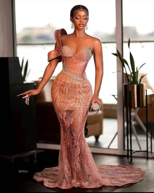 Sexy langes Meerjungfrau-Abschlussballkleid mit One-Shoulder-Träger und funkelnden Pailletten
