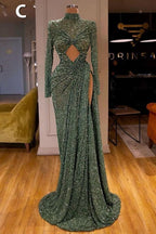 Sexy Langes Mintgrünes Pailletten Ballkleid Meerjungfrau