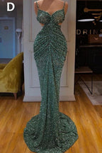 Sexy Langes Mintgrünes Pailletten Ballkleid Meerjungfrau