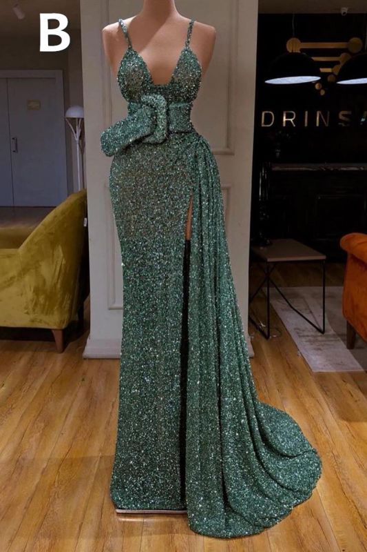 Sexy Langes Mintgrünes Pailletten Ballkleid Meerjungfrau