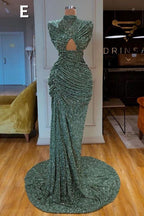 Sexy Langes Mintgrünes Pailletten Ballkleid Meerjungfrau