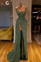 Sexy Langes Mintgrünes Pailletten Ballkleid Meerjungfrau