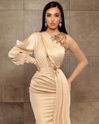 Sexy Meerjungfrau One-Shoulder Charmeuse Ballkleid mit Perlenbesatz